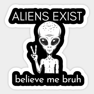 aliens exist trust me bruh white version Sticker